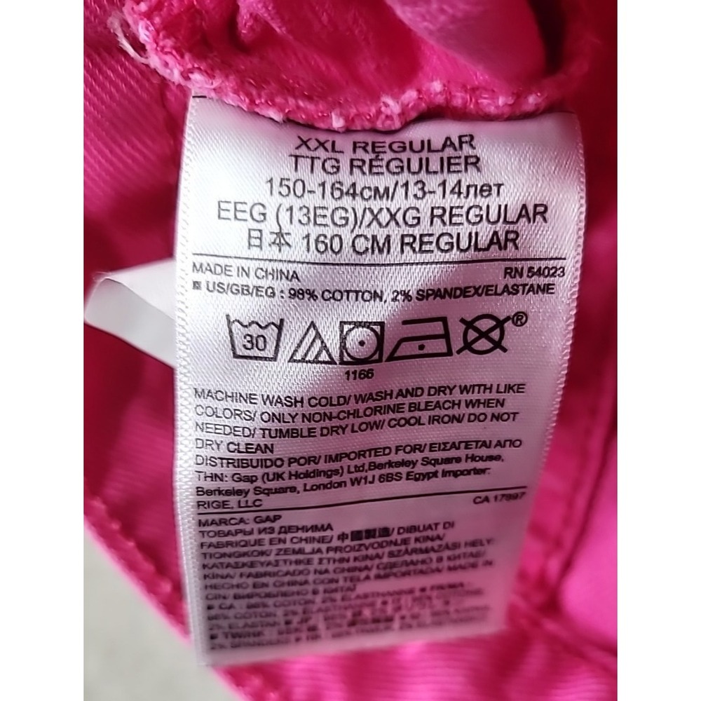 GAP Kids 1969 Denim Jacket Girl XXL Hot Pink Biker Jean Trucker Preppy - Picture 8 of 9